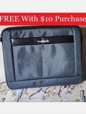 Inateck Laptop iPad Tablet Sleeve Charcoal Color Padded Minky Lined RED BANNER